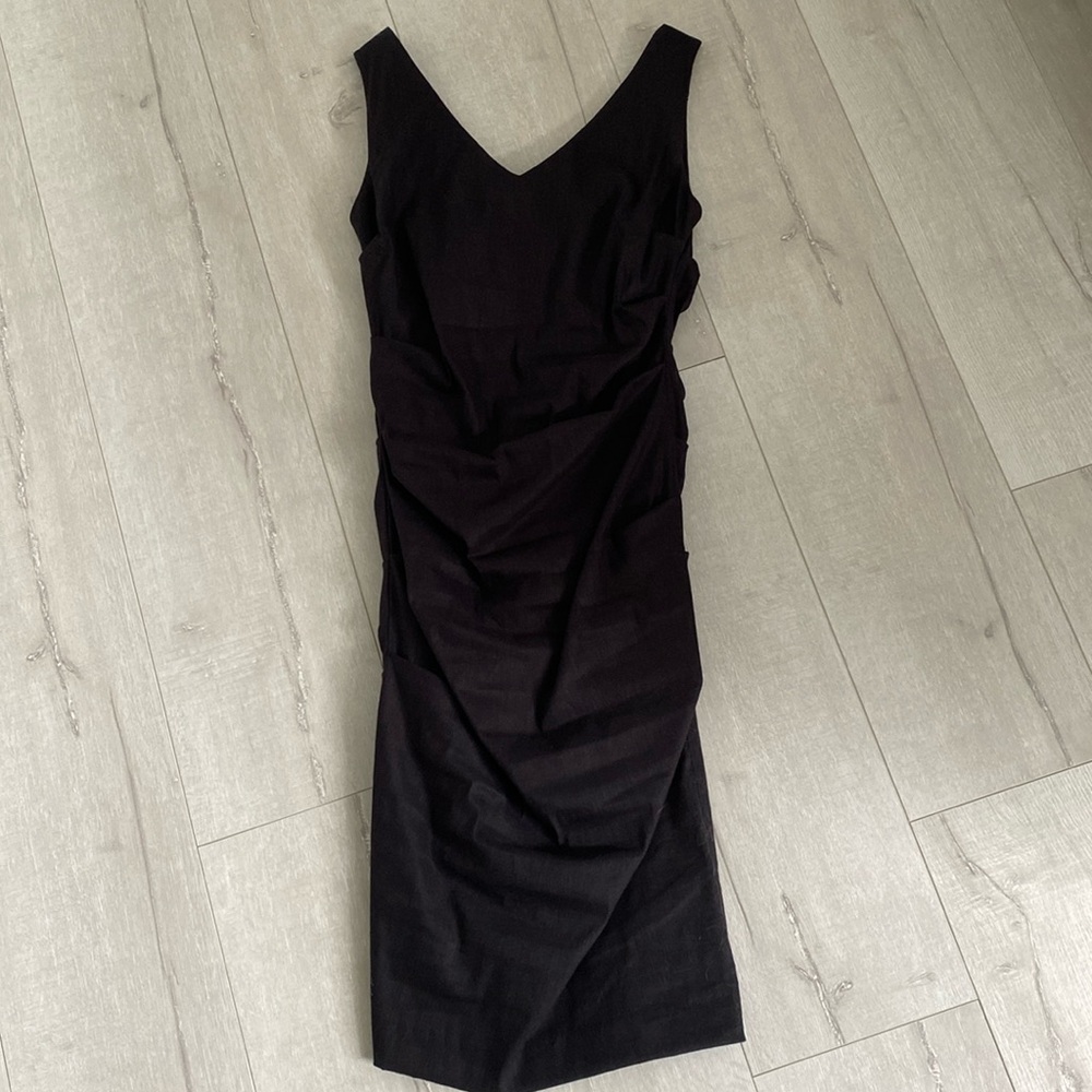 Sara Campbell Sleeveless Black Ruched Dress
